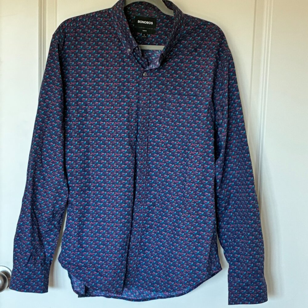 Bonobos Slim Fit Men’s Shirt L – Partridge Print Design | Modern & Stylish